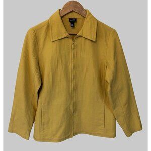 Eileen Fisher Jacket Womens Size Small Yellow Zip-up Pockets USA Minimalist